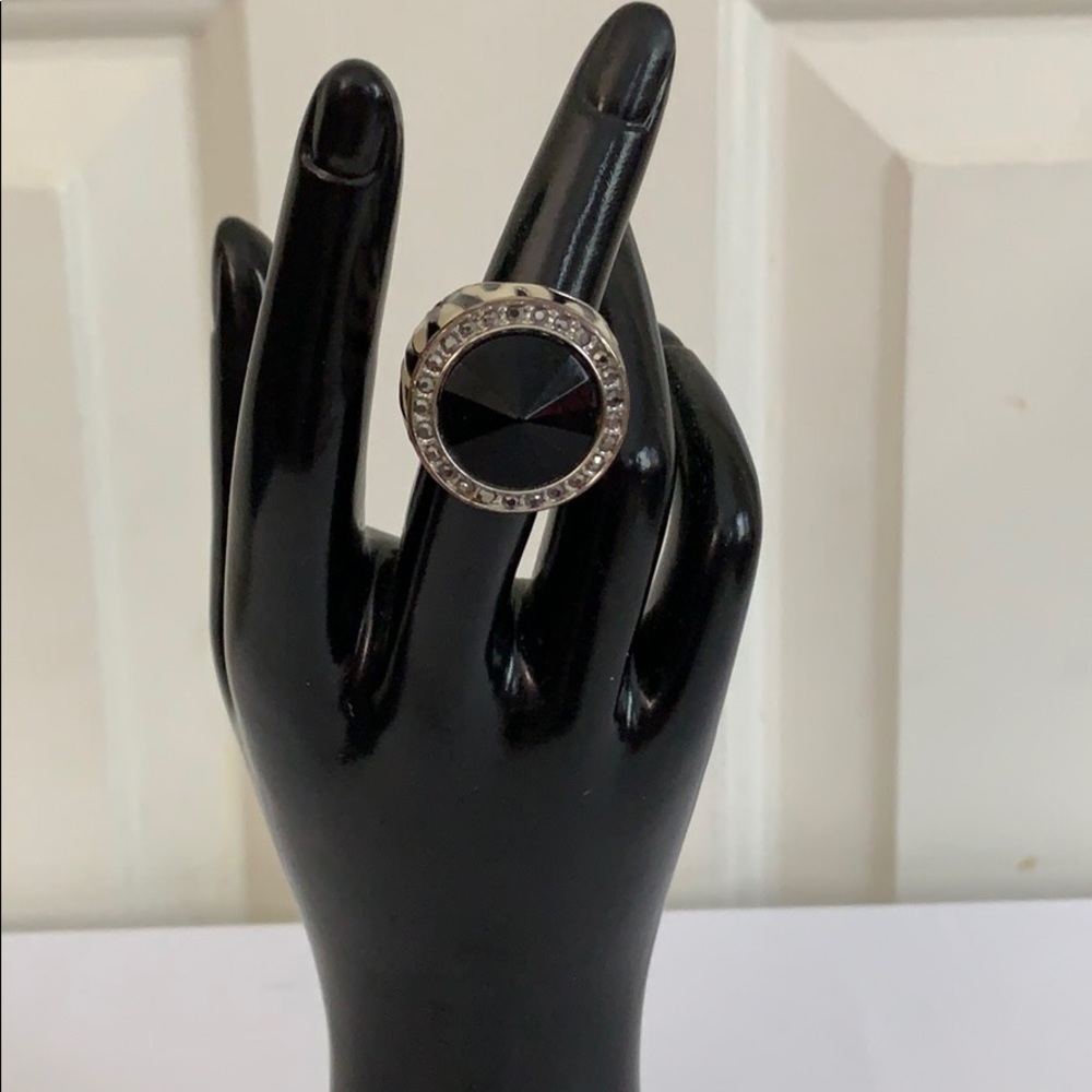 Black and White Multifaceted Stone Ring